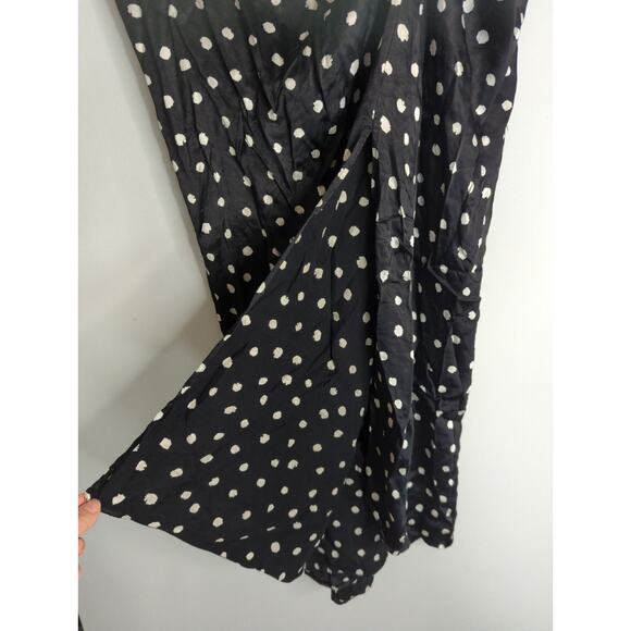 Zara Black & White Polka Dot Midi Long Skirt Women's Large Satin Ruched Bloggers - Picture 6 of 12